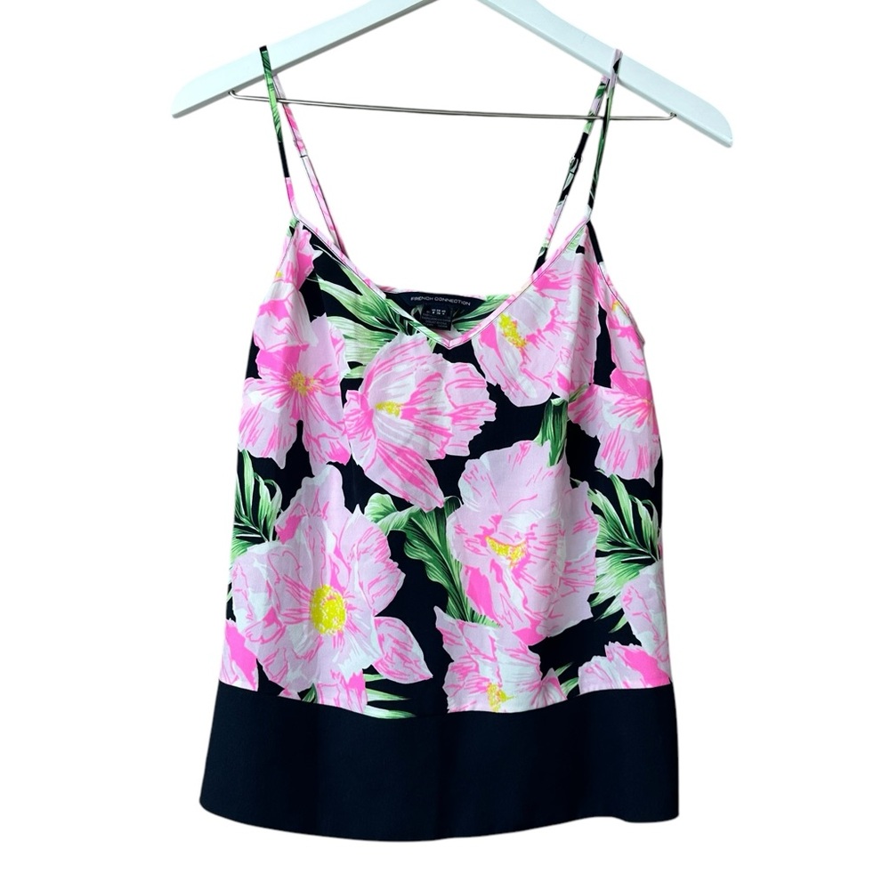 French Connection Pink Blue Tropical Tank Top Women Sz 4
